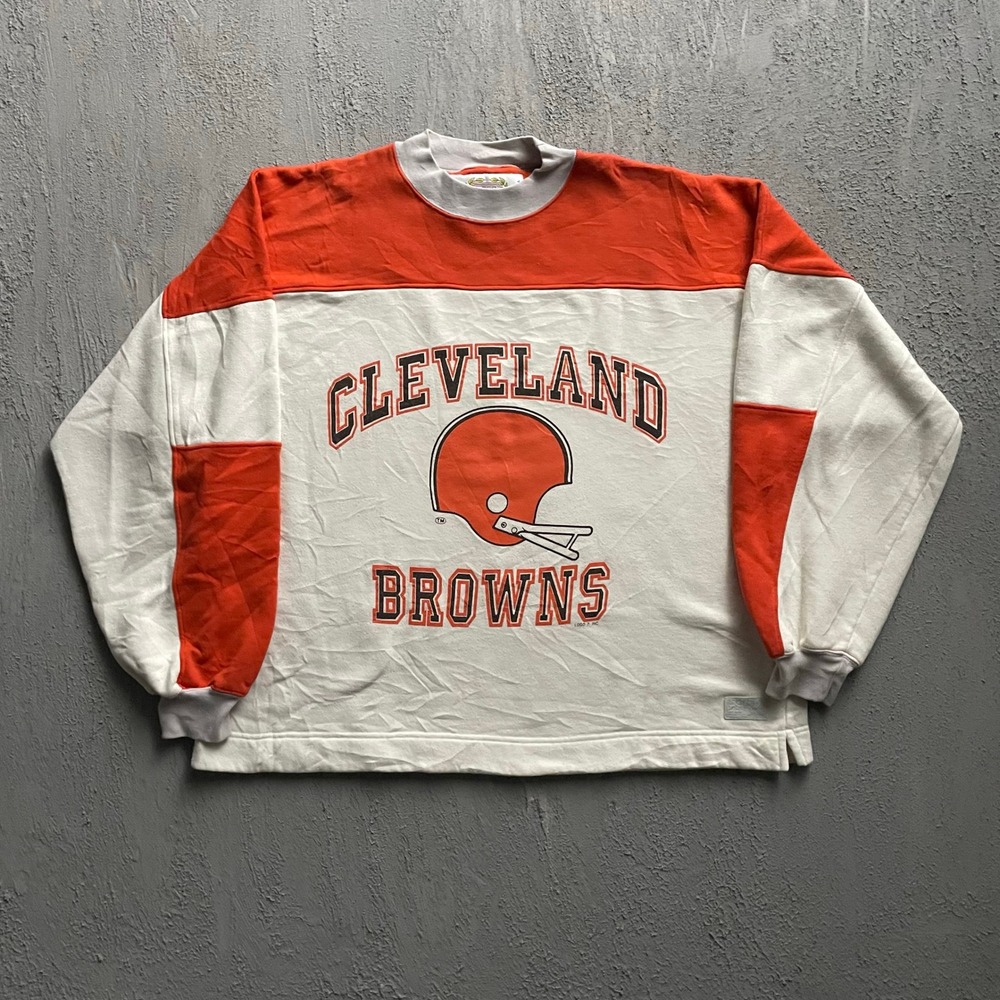 Vintage Cleveland Browns Crewneck Sweatshirt Mens X-Large White 90s Logo 7